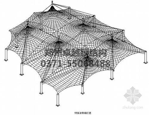 設(shè)計(jì)圖中可以看出索膜結(jié)構(gòu)一般由膜材、索結(jié)構(gòu)、支架結(jié)構(gòu)三部分組成