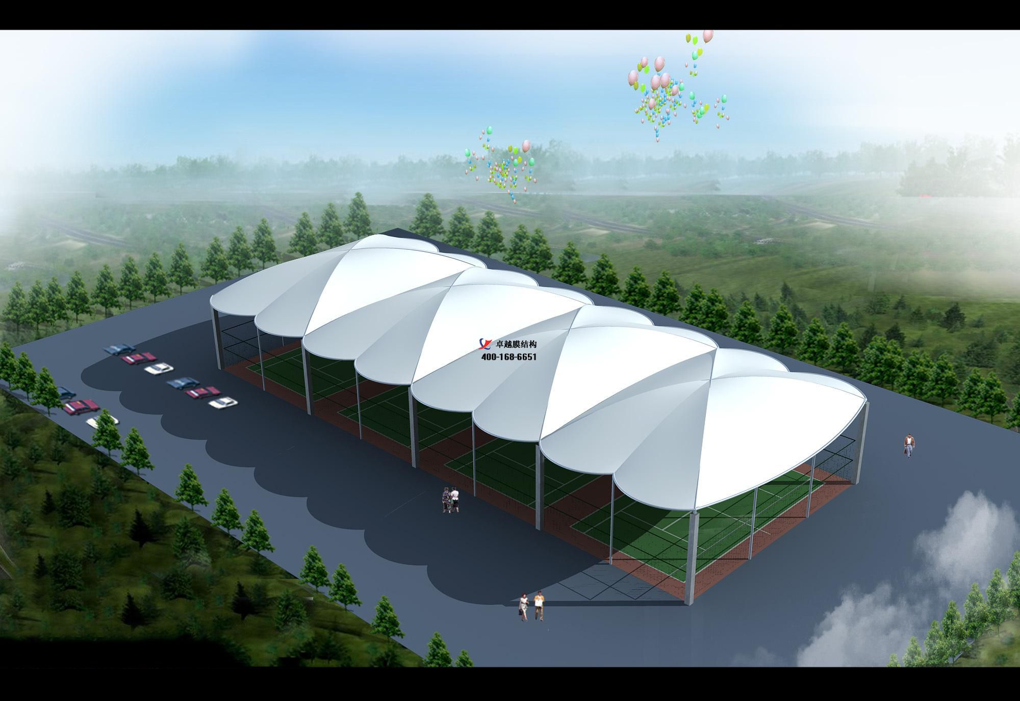 烏海膜結(jié)構(gòu)網(wǎng)球場門球場籃球場（烏海市體育中心）設(shè)計施工安裝案例