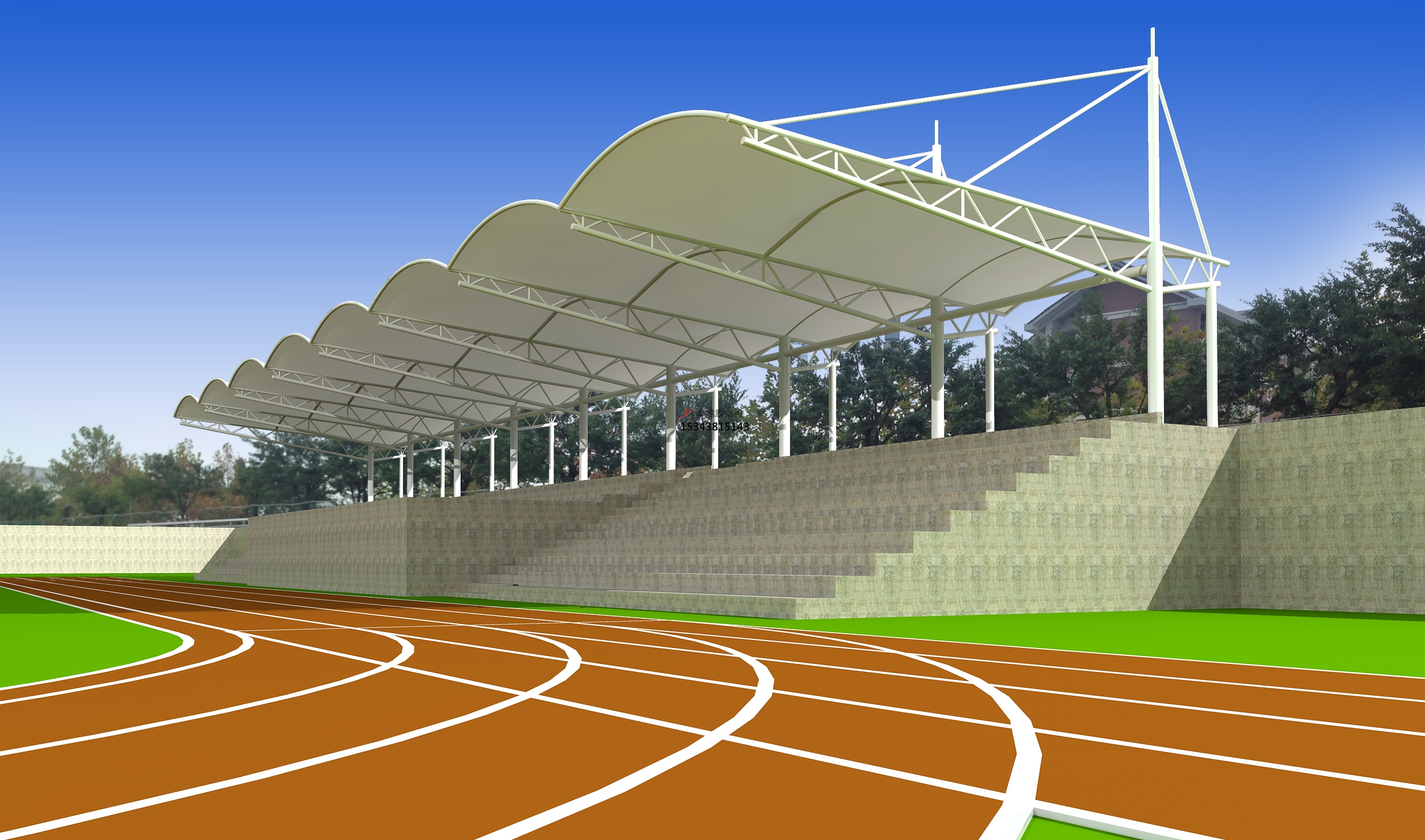 呼和浩體育場看臺頂棚/運動場主席臺/風雨操場雨棚生產廠家